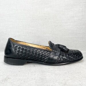 Zelli Mens 13M Riviera Tassel Loafer Black Basketweave‎ Italian Calfskin Slip On